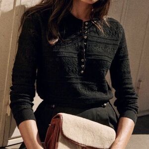 Sezane Lyna Black Jumper Cardigan